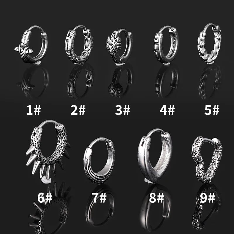 Unisex Silver Stainless Steel Clip-On Hoop Earrings