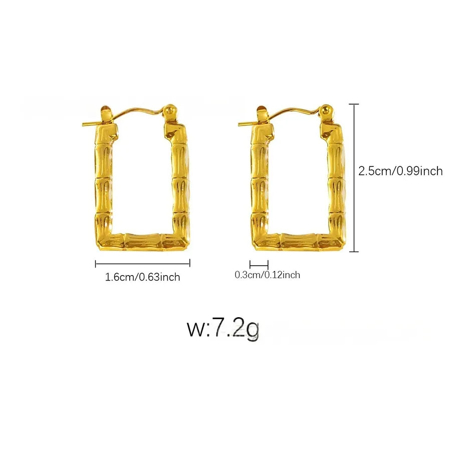 Elegant Gold Titanium Steel Hoop Earrings