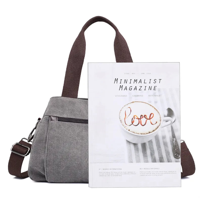 Women's Canvas Square Zipper Handbag - Medium