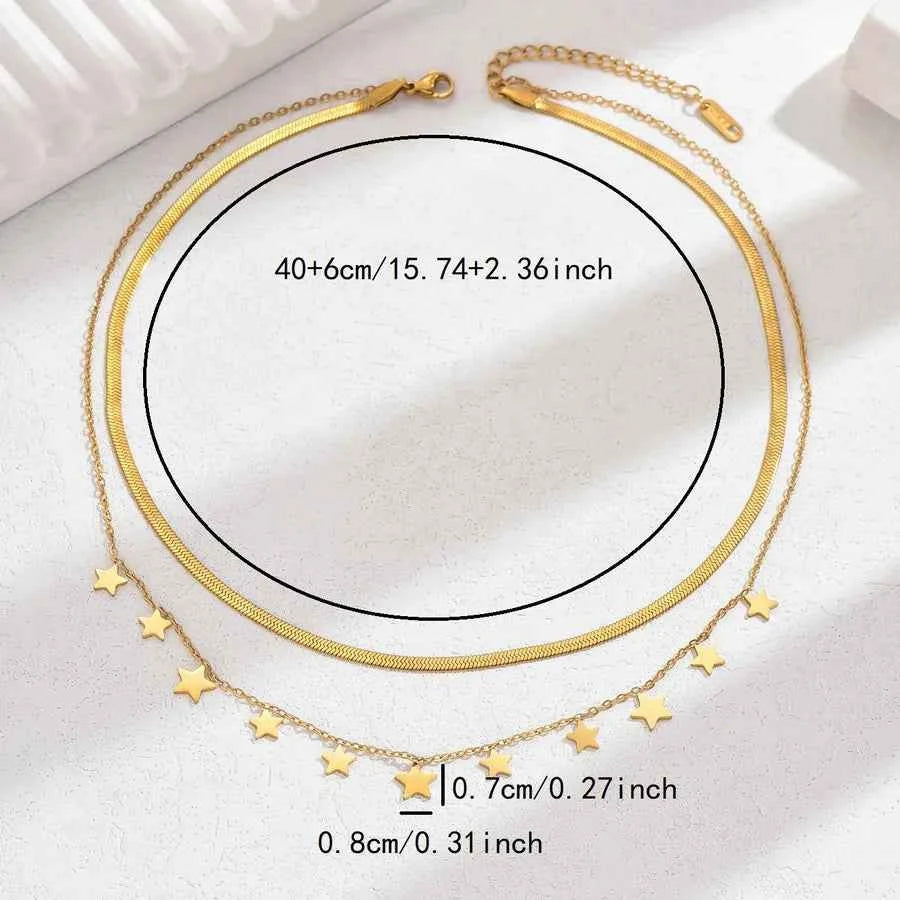 18K Gold Plated Double Layer Star Necklace