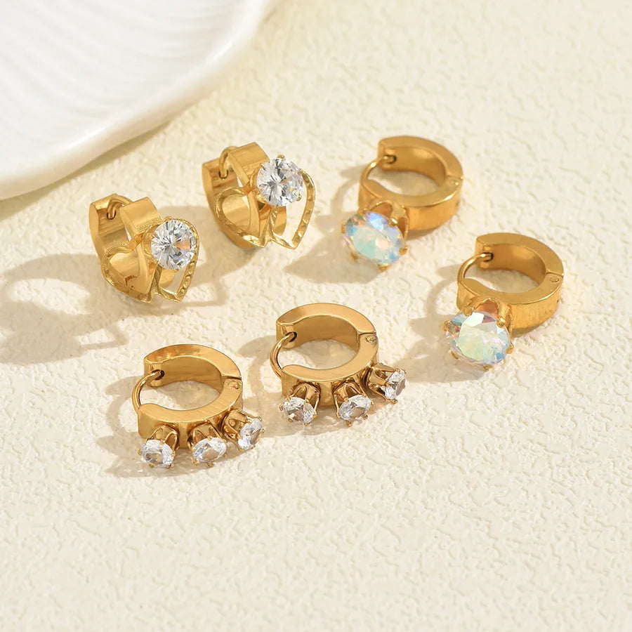 Gold Heart Glow Zircon Earrings