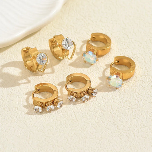 Gold Heart Glow Zircon Earrings