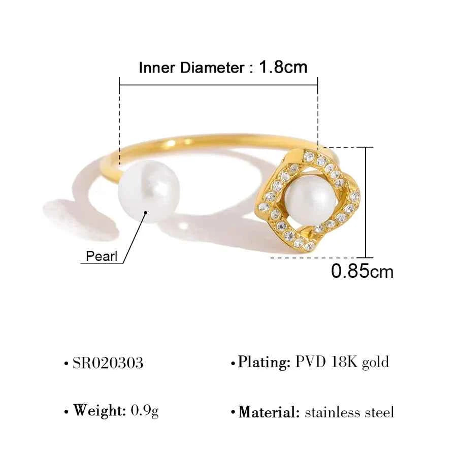 French Pearl Ring & Petal Bracelet Set