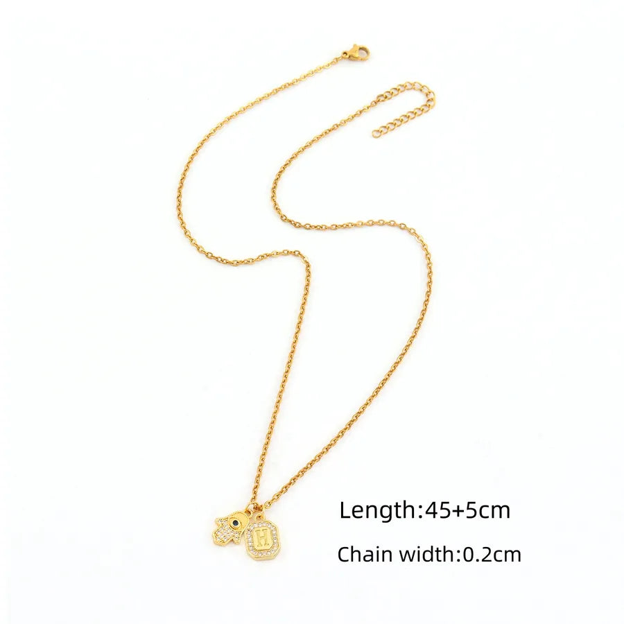 Gold Hand of Fatima Pendant Necklace Gold H