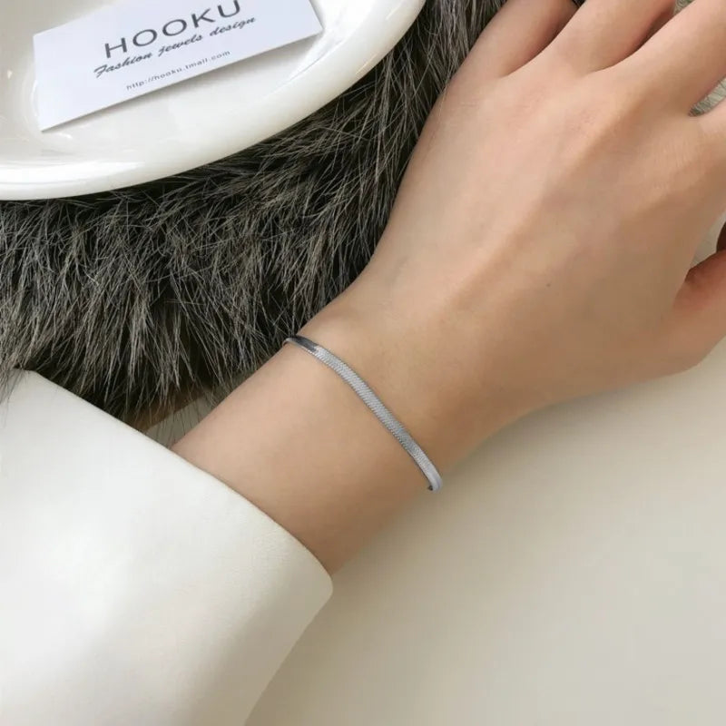 Gold Plated Titanium Steel Snake Chain Bracelet