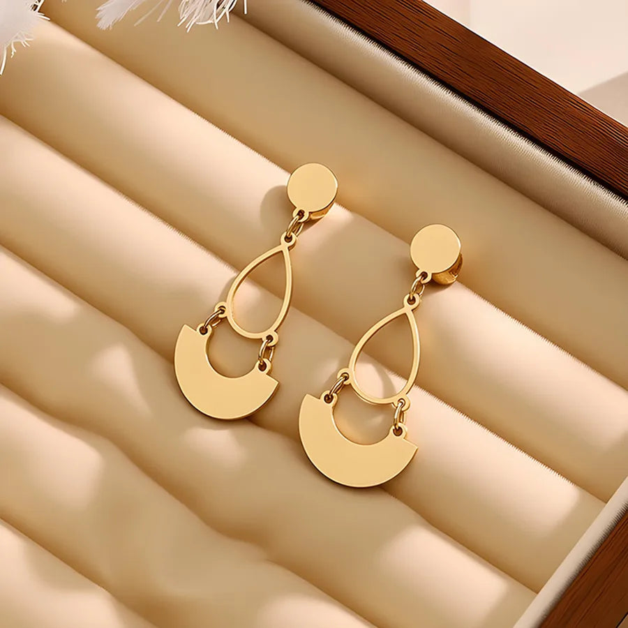 Gold Plated Heart & Butterfly Stud Earrings Average Size Gold 005#