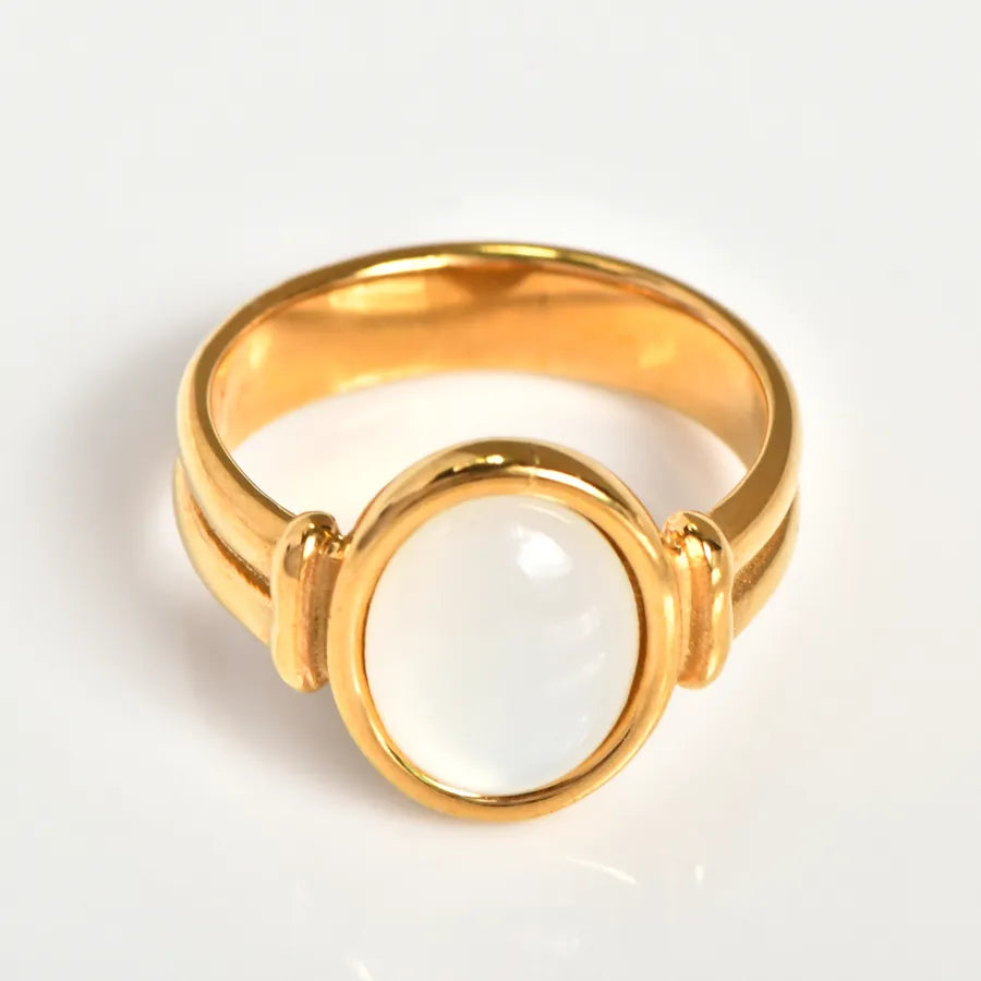 18K Gold Plated White Shell Square Ring 5772601