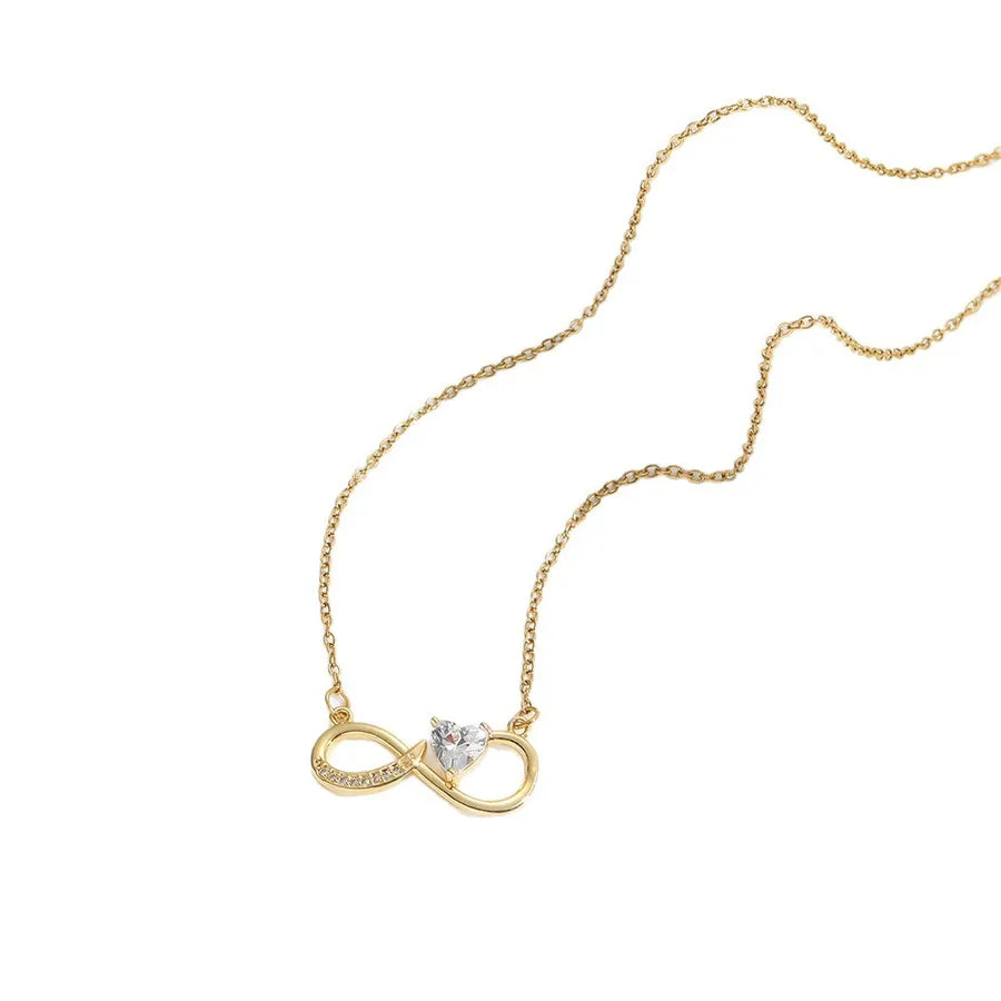Heart Zircon Pendant Necklace – 18K Gold Plated