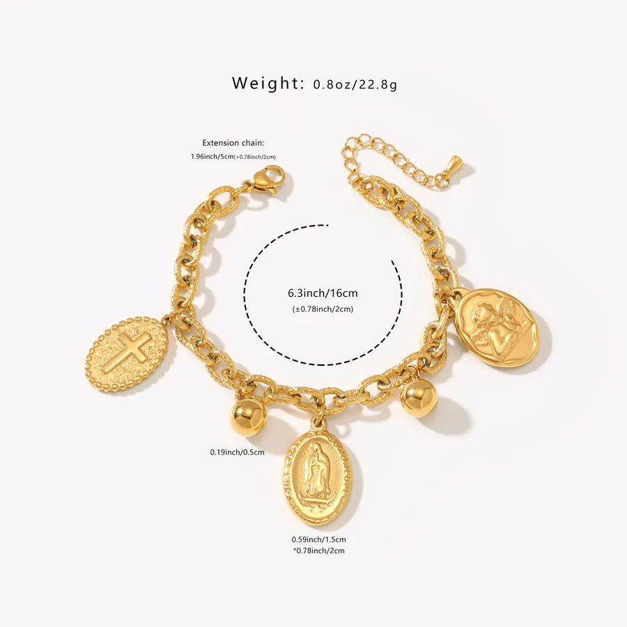 Gold Pharaoh's Cross Angel Bracelet for Women