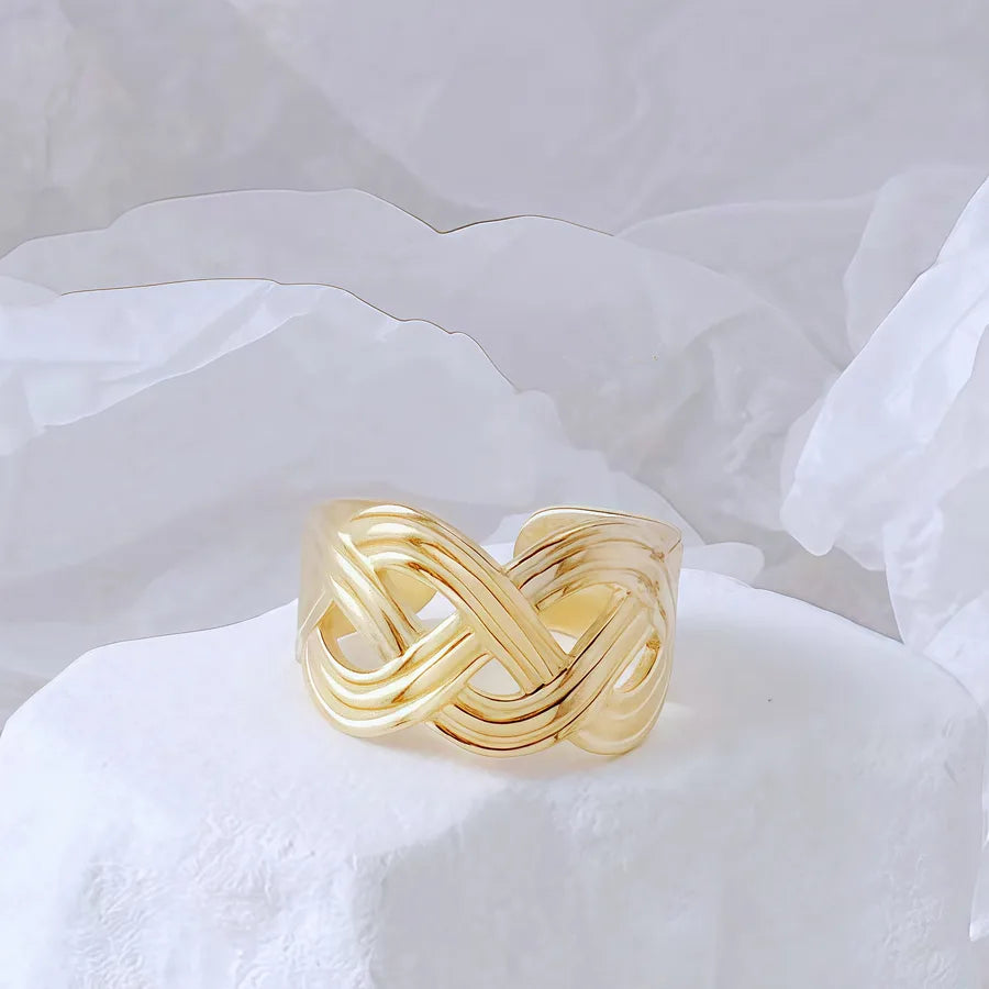 Gold Bamboo Titanium Steel Open Ring Adjustable Opening Golden Hydraulic J18