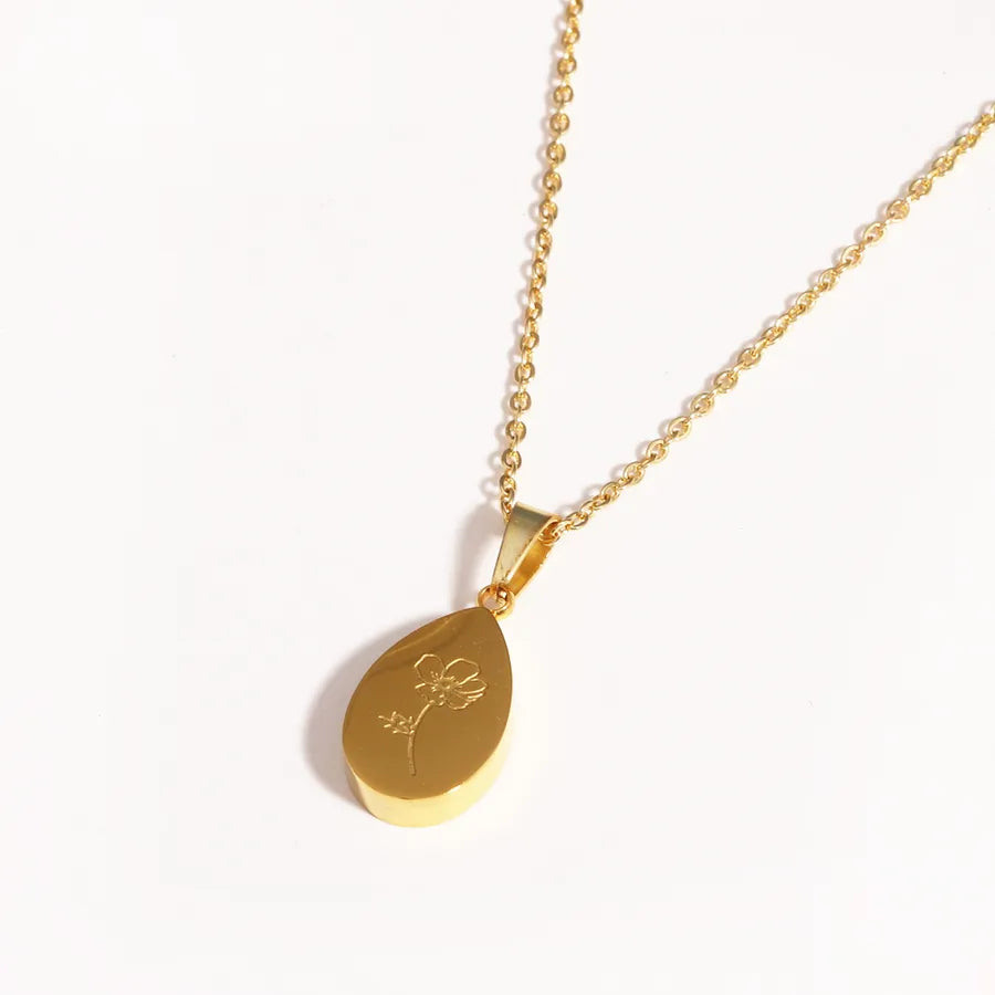 Gold Waterdrop Rose Pendant Necklace