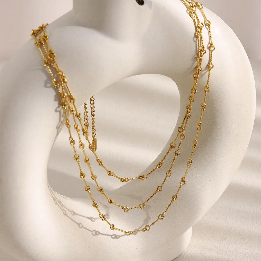 18K Gold Plated Layered Geometric Chain Necklace