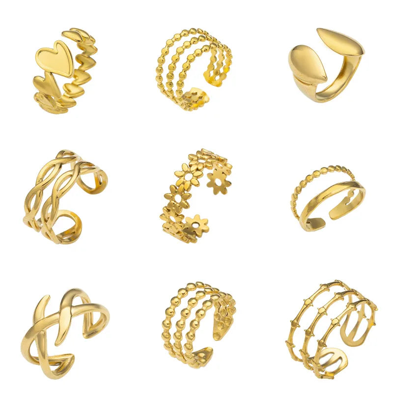 Geometric Titanium Steel Open Ring