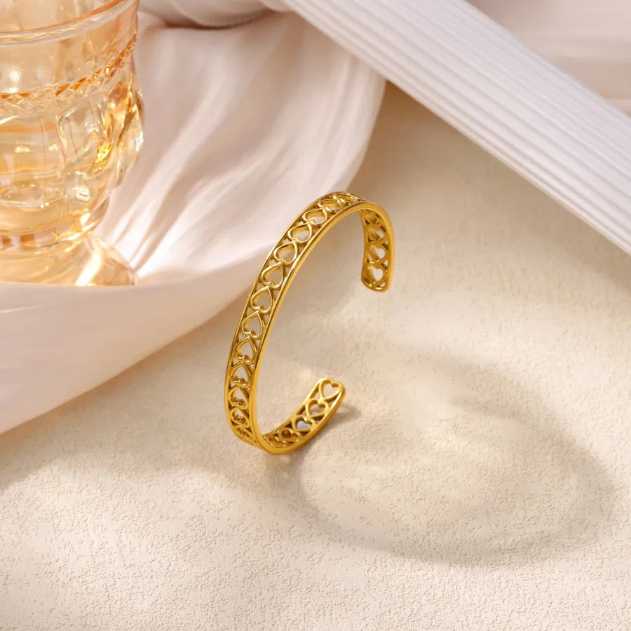 Gold Heart & Cross Mesh Bracelet for Women