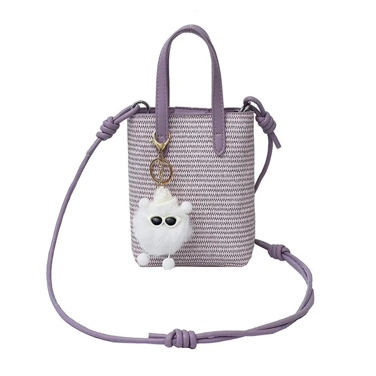 Women's Color Block PU Leather Shoulder Bag Purple