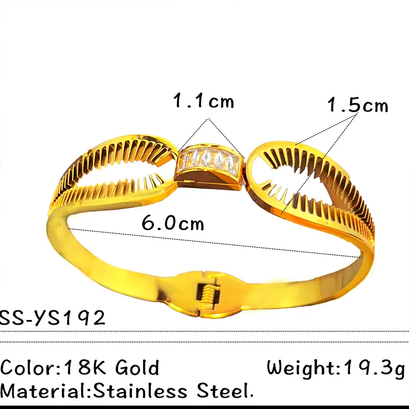 Gold Plated Stainless Steel Diamond Bangle