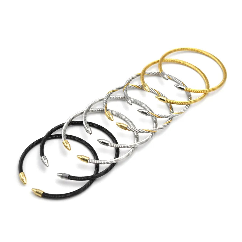 Gold Titanium Steel Wire Rope Bracelet