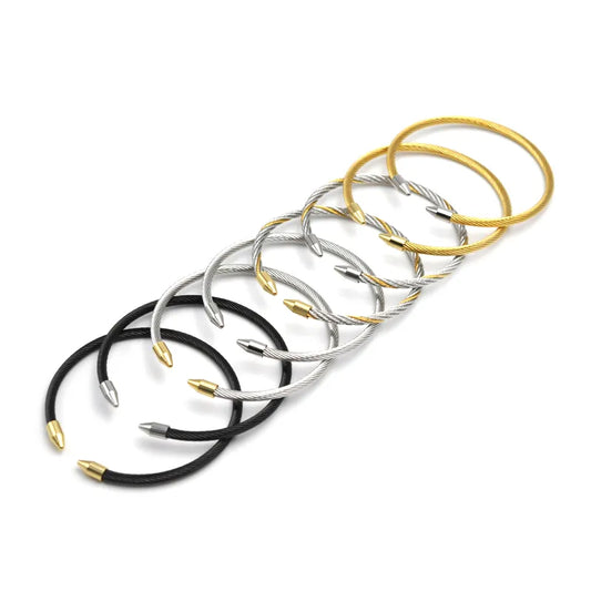 Gold Titanium Steel Wire Rope Bracelet