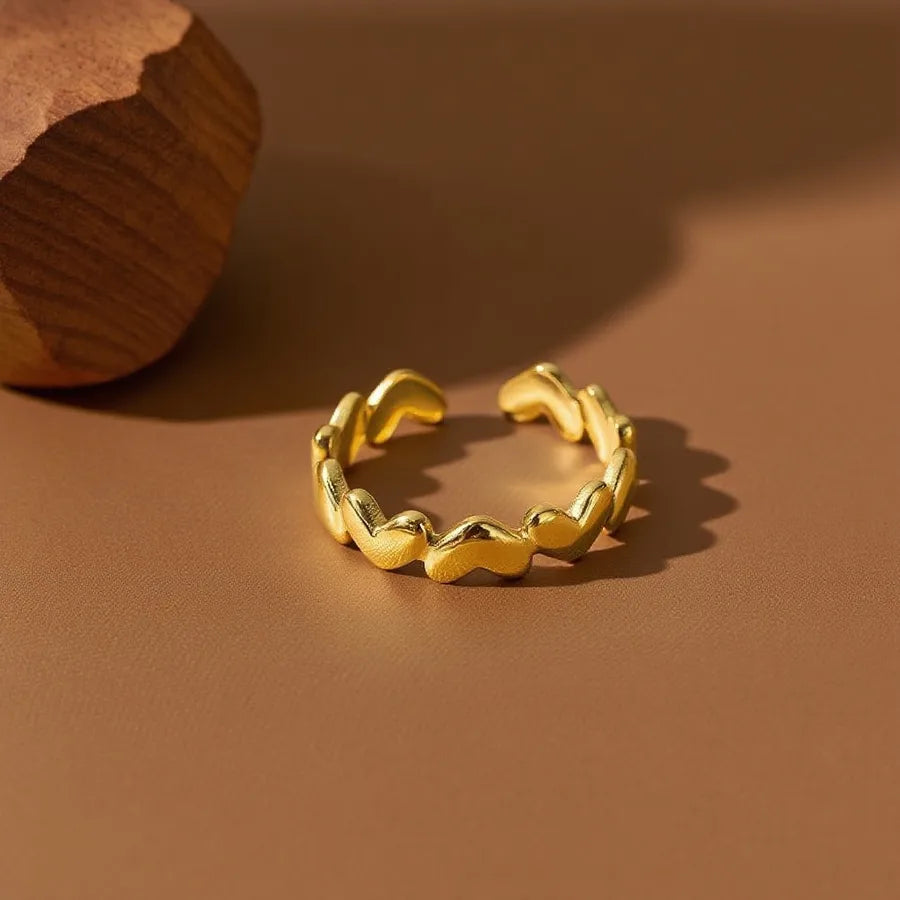 Colorful Titanium Steel Geometric Heart Ring