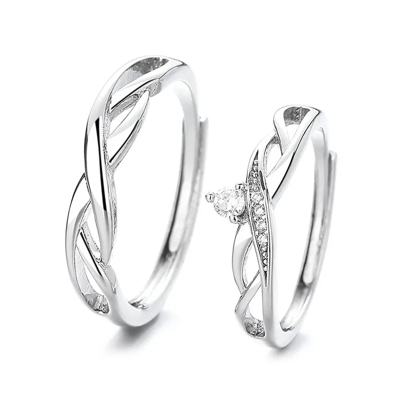 Sterling Silver Geometric Couple's Ring