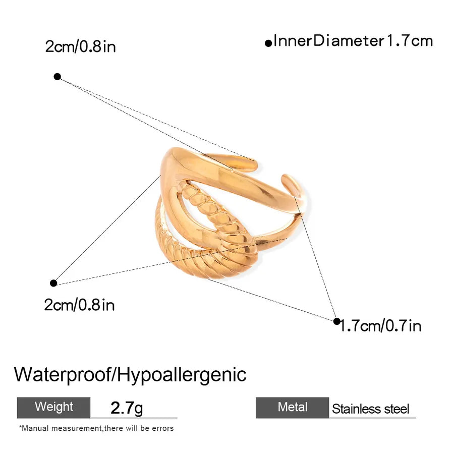 18K Gold Plated Geometric Open Ring for Women 2#Ring - Gold