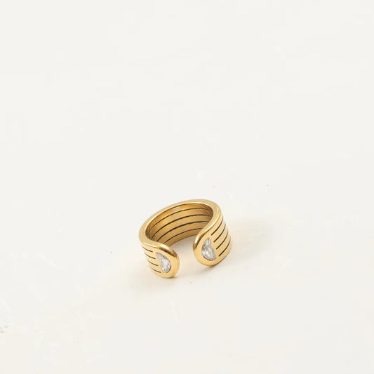 18K Gold Plated Zircon Stainless Steel Ring