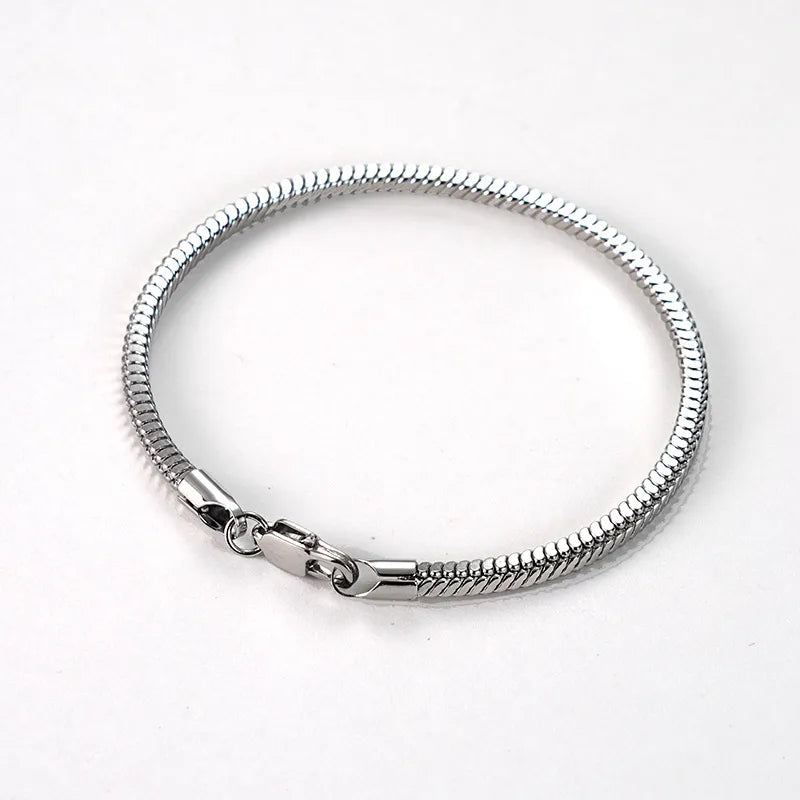 Titanium Steel Snake Bone Chain Bracelet Fine Polished Steel Color Chain Width 2.0MM*19CM