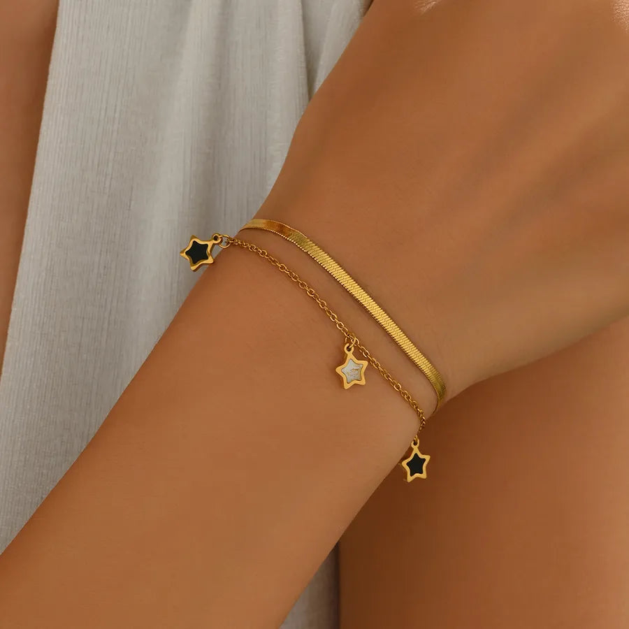 Gold Double Layer Star Bracelet for Women