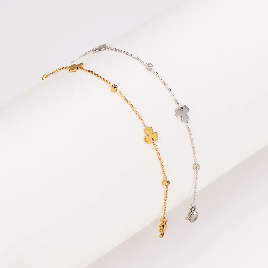 Gold Heart Flower Anklet – Stainless Steel