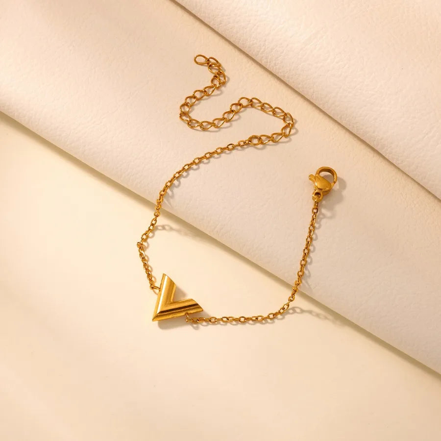 Gold Plated V-Shape Stainless Steel Bracelet
