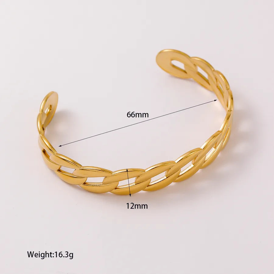 18K Gold Geometric Open Hand Bracelet YM008
