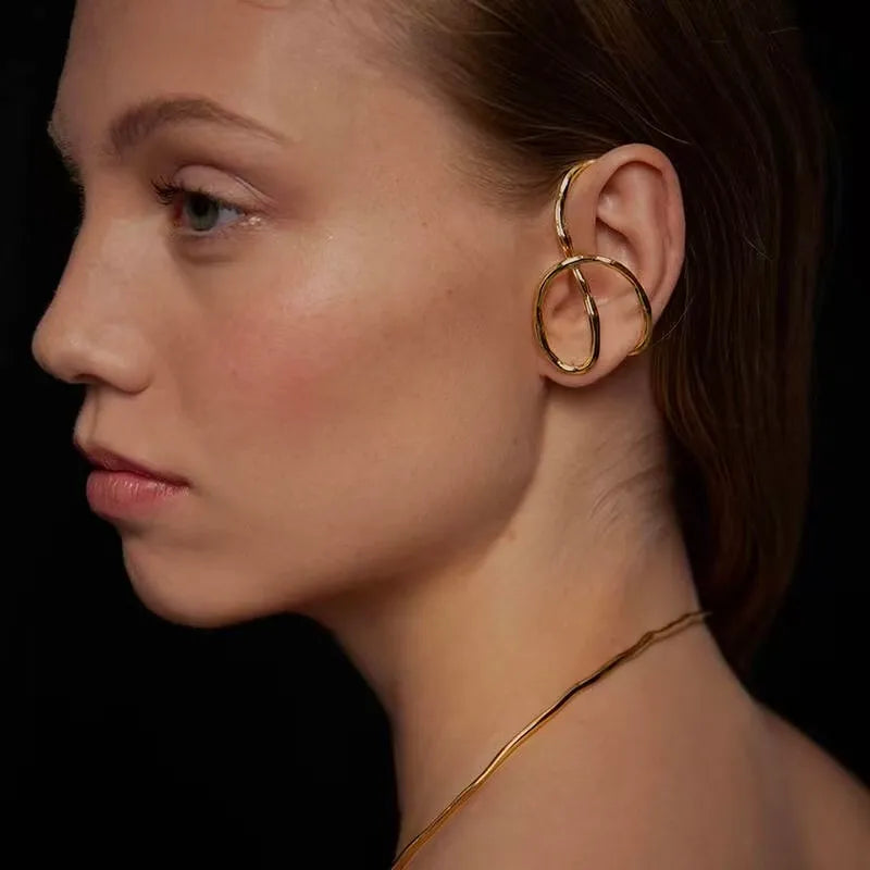 Asymmetric Gold-Plated Stainless Steel Earrings