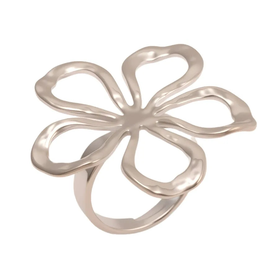 Golden Hollow Petal Ring – Stainless Steel