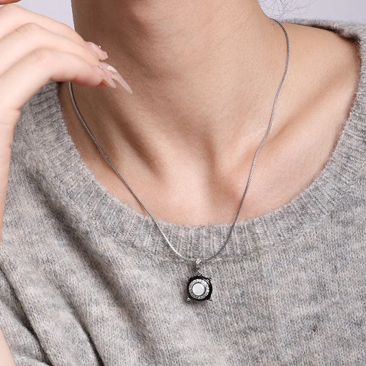 Black Drip Oil Pendant Necklace & Earrings Set