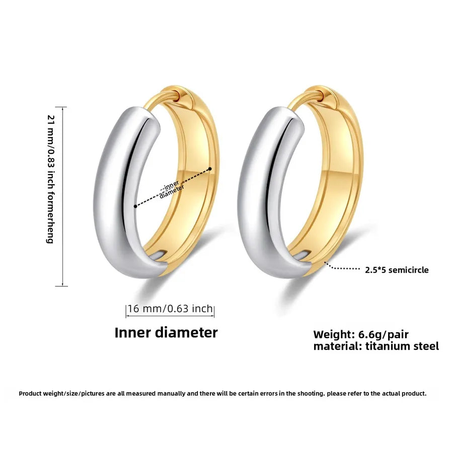 Luxury Titanium Steel Geometric Earrings Two-color 16mm