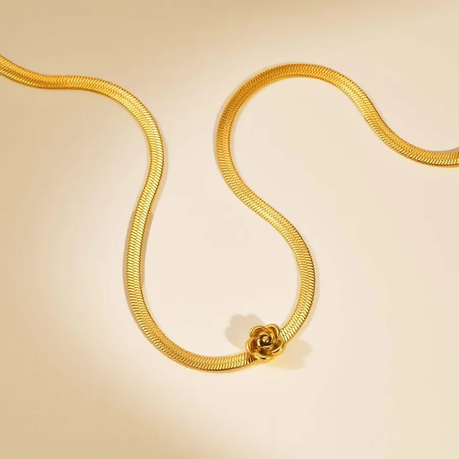 Gold Rose Knife Pendant Necklace for Women