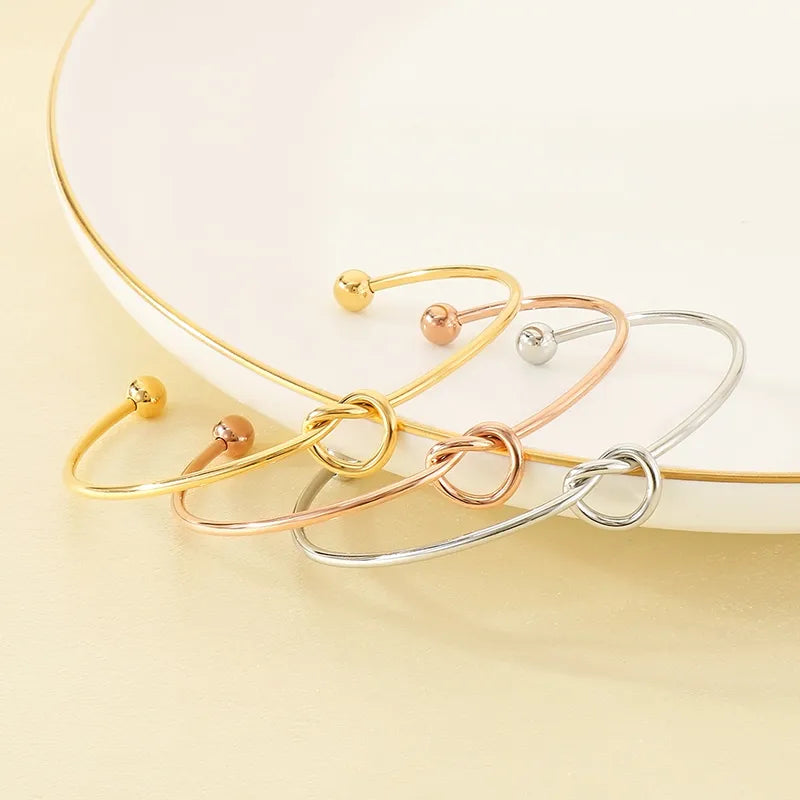 Knotted Bead 18K Gold Stainless Steel Bracelet