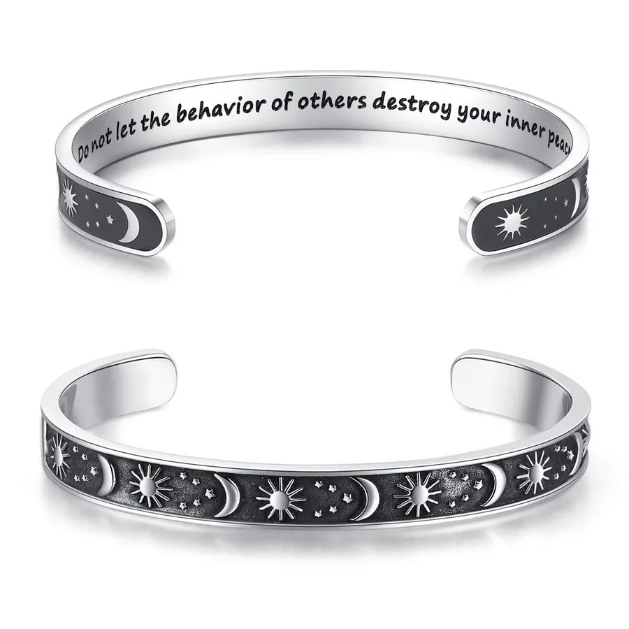 Retro Heart Stainless Steel Bangle 98-Sun & Moon - Do Not Let the Behavior