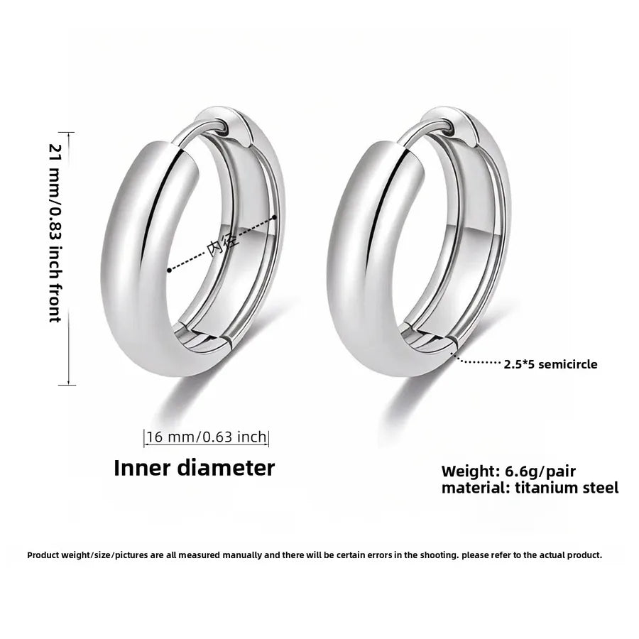 Luxury Titanium Steel Geometric Earrings Steel Color 16mm