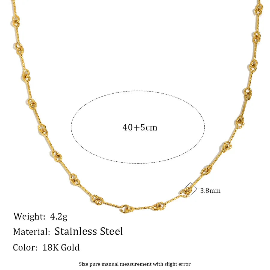18K Gold Plated Layered Geometric Chain Necklace Joint Small Chain 40+5CM - Gold