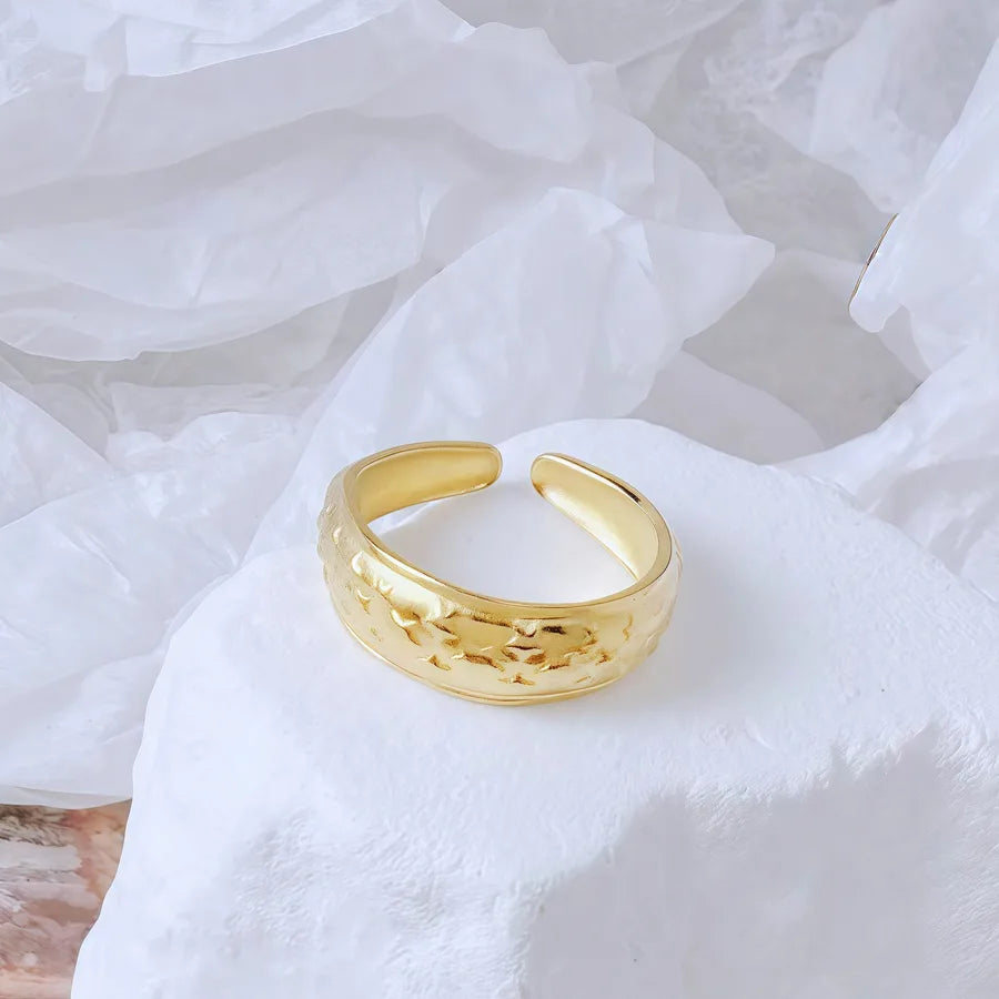 Gold Bamboo Titanium Steel Open Ring Adjustable Opening Golden Hydraulic J42