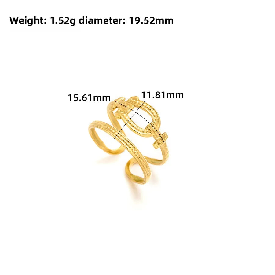 Gold Open Heart Stainless Steel Ring Adjustable Opening J307 Gold