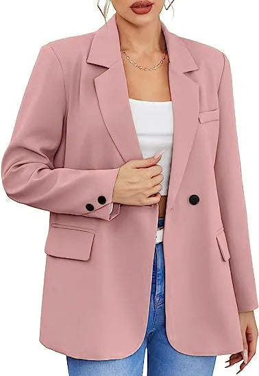 Slim Fit Open Collar Blazer for Women Pink