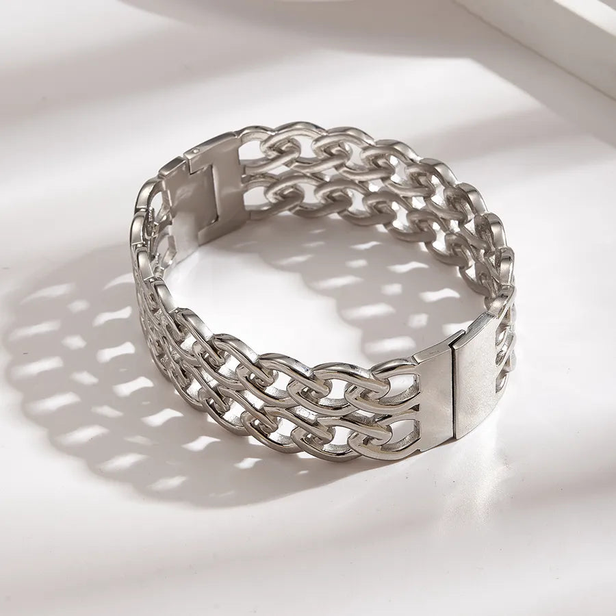 18K Gold Double Cuban Chain Stainless Bracelet