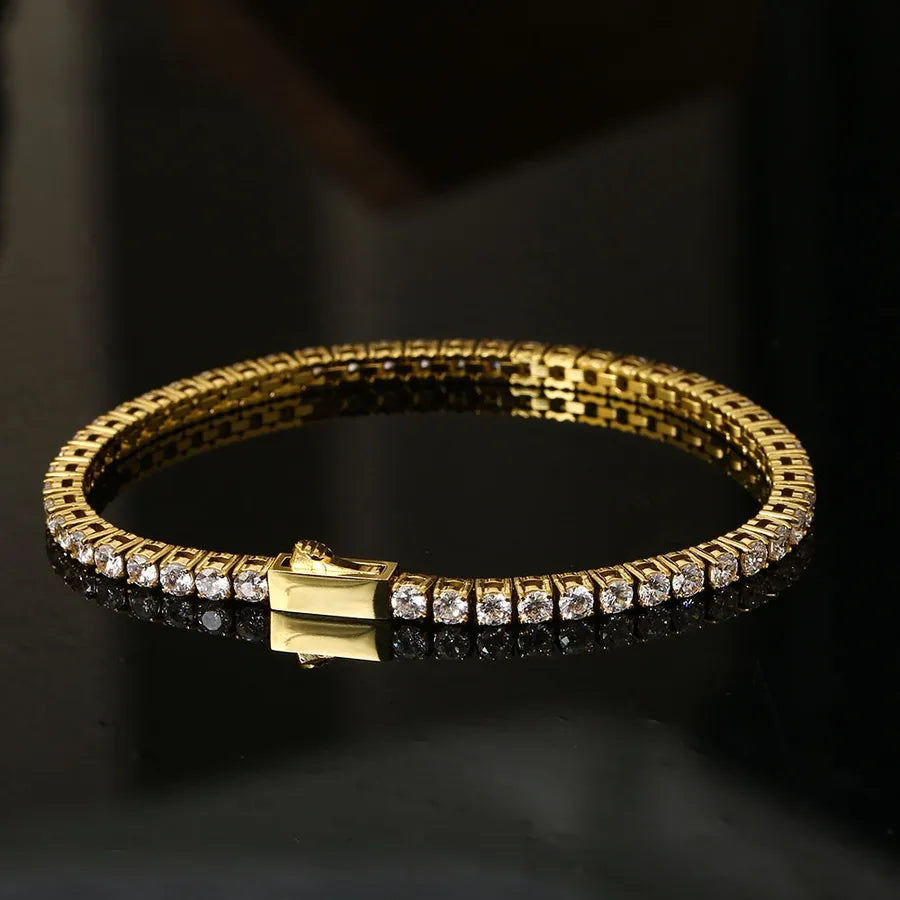 Zircon Tennis Chain Bracelet – Titanium Steel Gold 3mm Zircon 17cm Bracelet