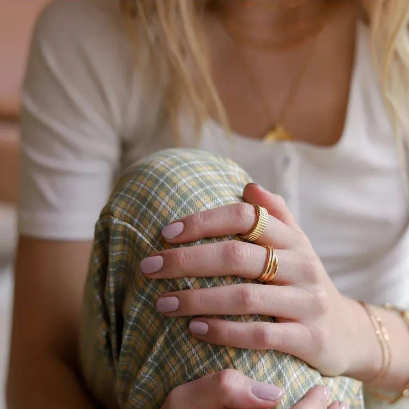 Geometric Titanium Steel Ring for Women