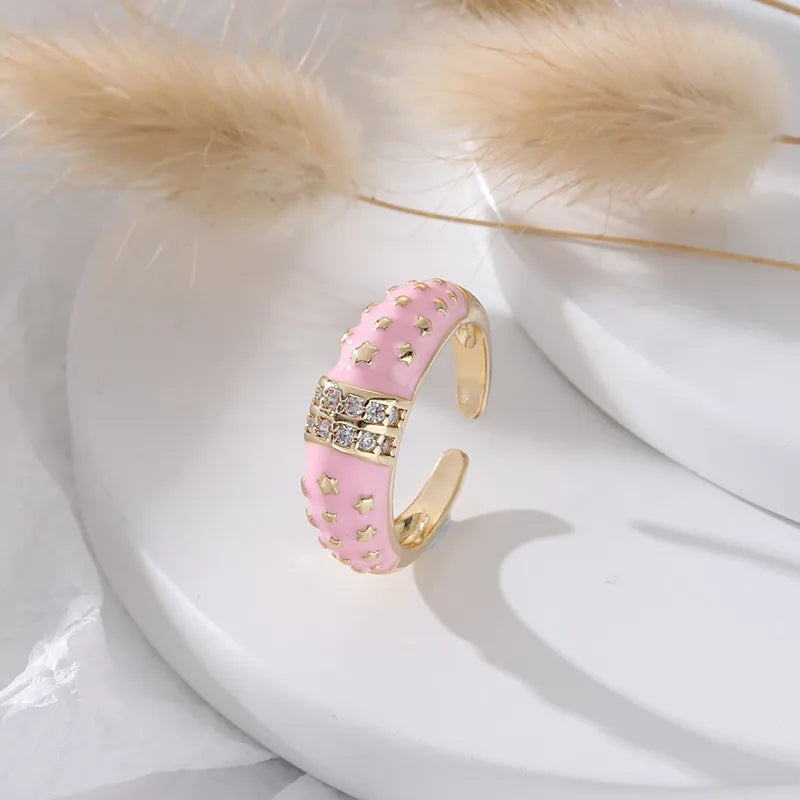 Colorful Star Titanium Steel Adjustable Ring