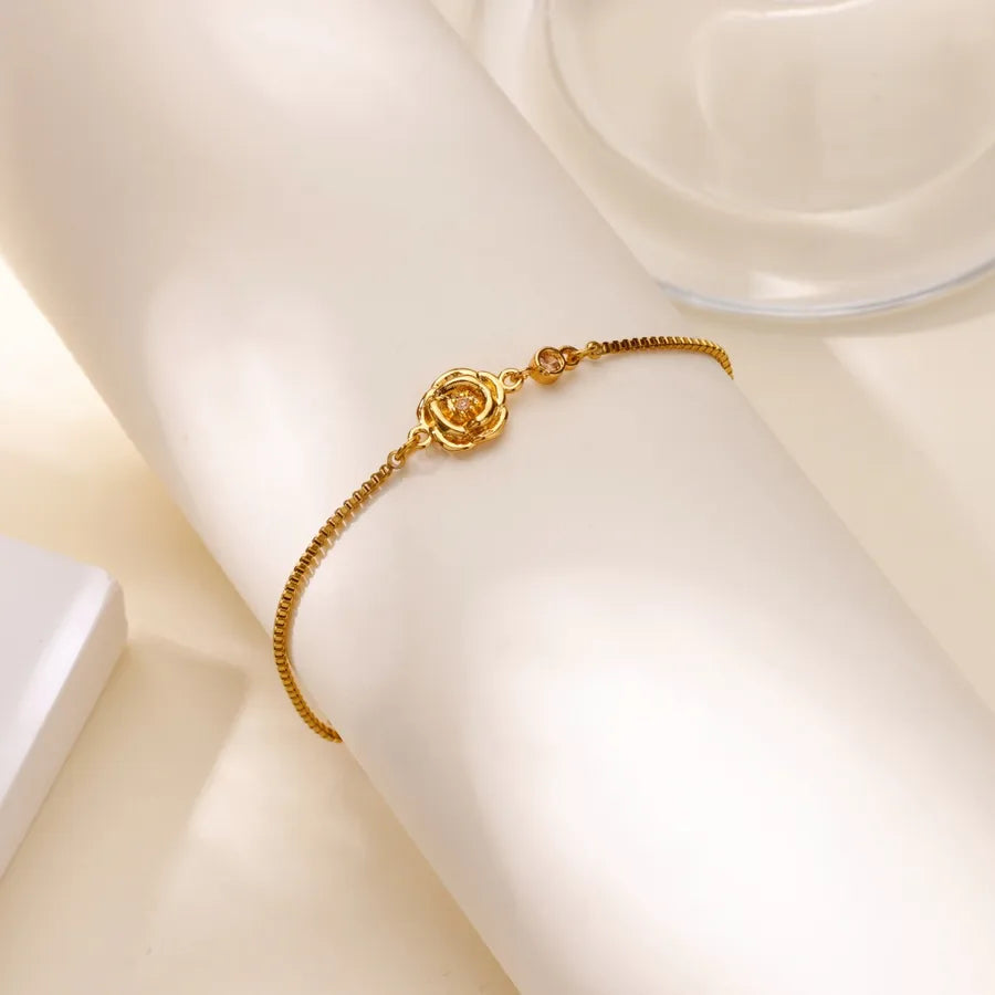 18K Gold Moon Flower Stainless Steel Bracelet