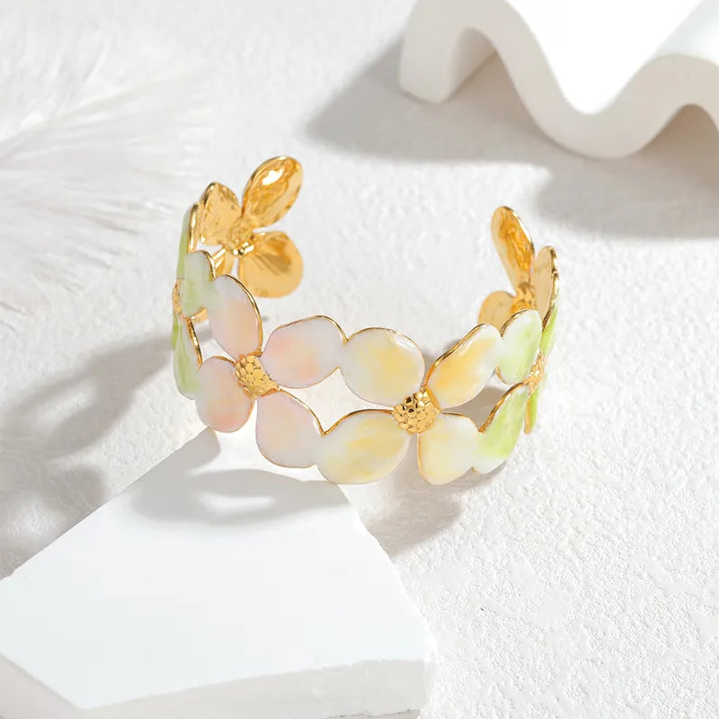 18K Gold Plated Open C-Shaped Bangle Bracelet