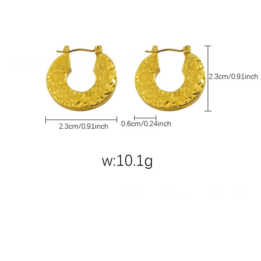 Elegant Gold Titanium Steel Hoop Earrings